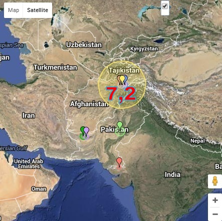 Terremoto de 7,2 grados Sacude Tayikistán